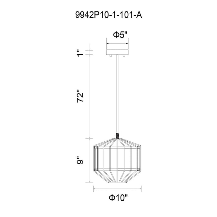 CWI Lighting Alethia 1 Light 10" Down Pendant, Black