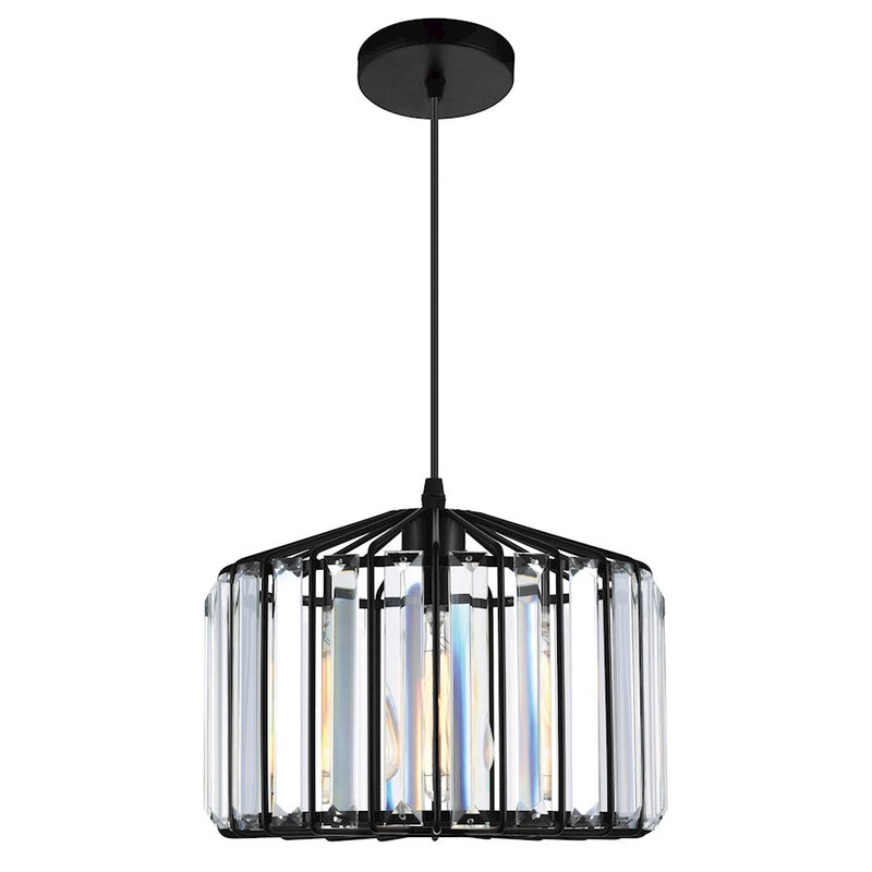 CWI Lighting Alethia 1 Light Drum Shade Pendant, Black