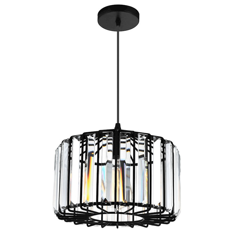 CWI Lighting Alethia 1 Light Drum Shade Pendant, Black
