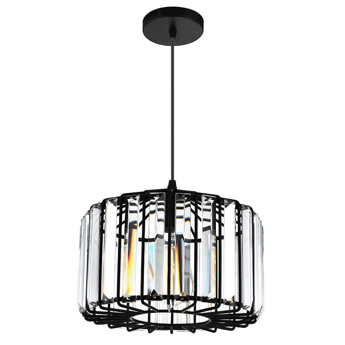 CWI Lighting Alethia 1 Light Drum Shade Pendant, Black