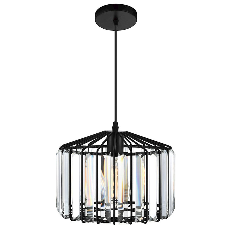 CWI Lighting Alethia 1 Light Drum Shade Pendant, Black