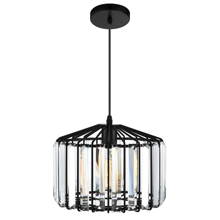 CWI Lighting Alethia 1 Light Drum Shade Pendant, Black