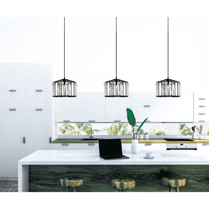 CWI Lighting Alethia 1 Light Drum Shade Pendant, Black