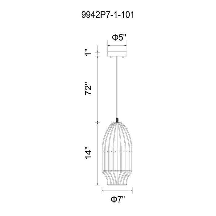 CWI Lighting Alethia 1 Light 7" Down Mini Pendant, Black