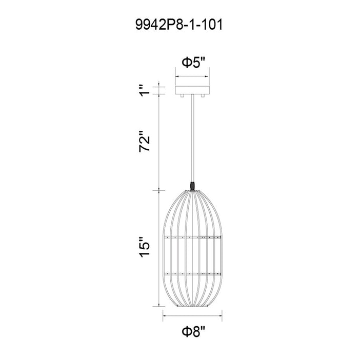 CWI Lighting Alethia 1 Light 8" Down Mini Pendant, Black