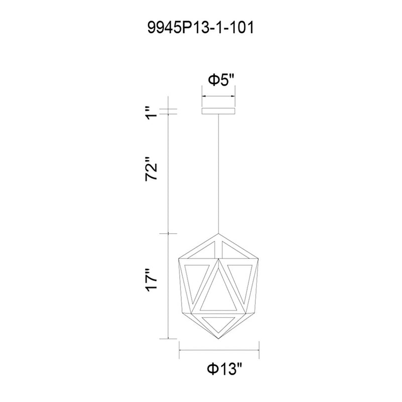 CWI Lighting Lante 1 Light Pendant, Black