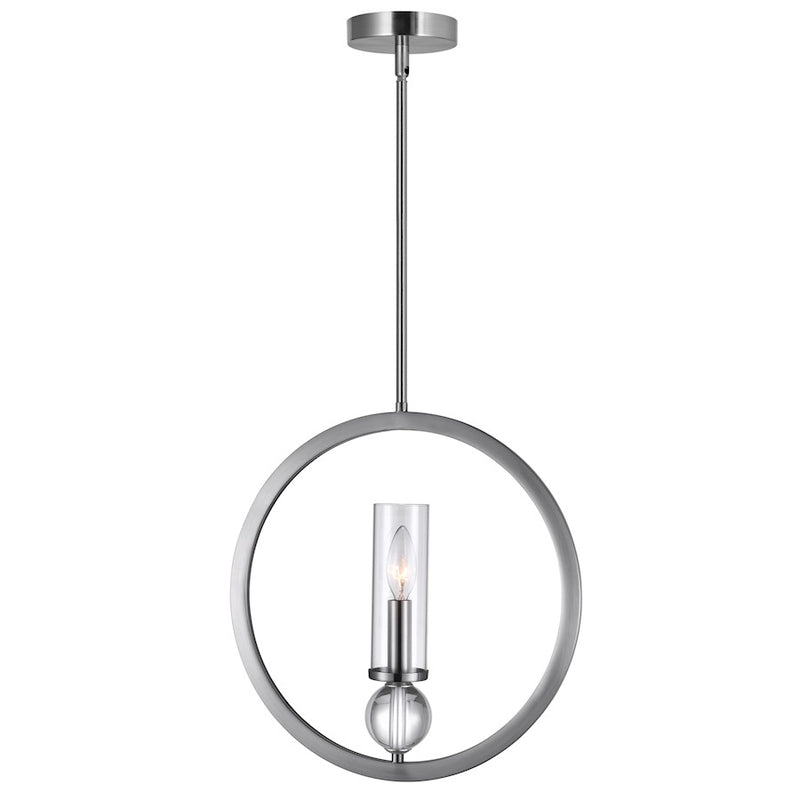 CWI Lighting Elton 1 Light Pendant, Satin Nickel/Clear
