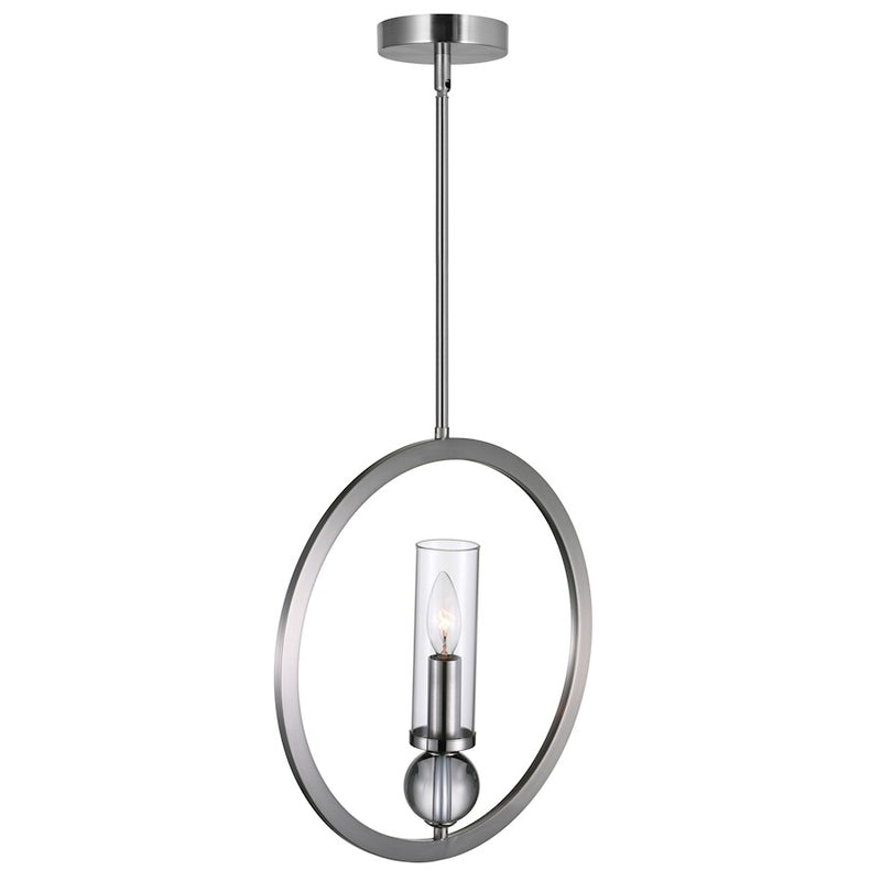 CWI Lighting Elton 1 Light Pendant, Satin Nickel/Clear