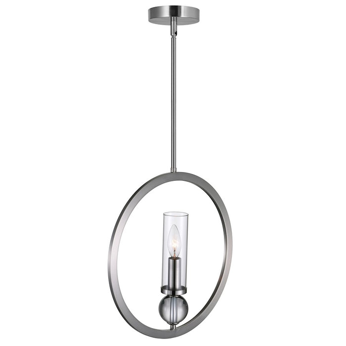 CWI Lighting Elton 1 Light Pendant, Satin Nickel/Clear