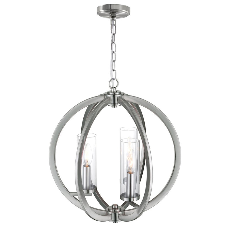 CWI Lighting Elton 3 Light Chandelier, Satin Nickel/Clear