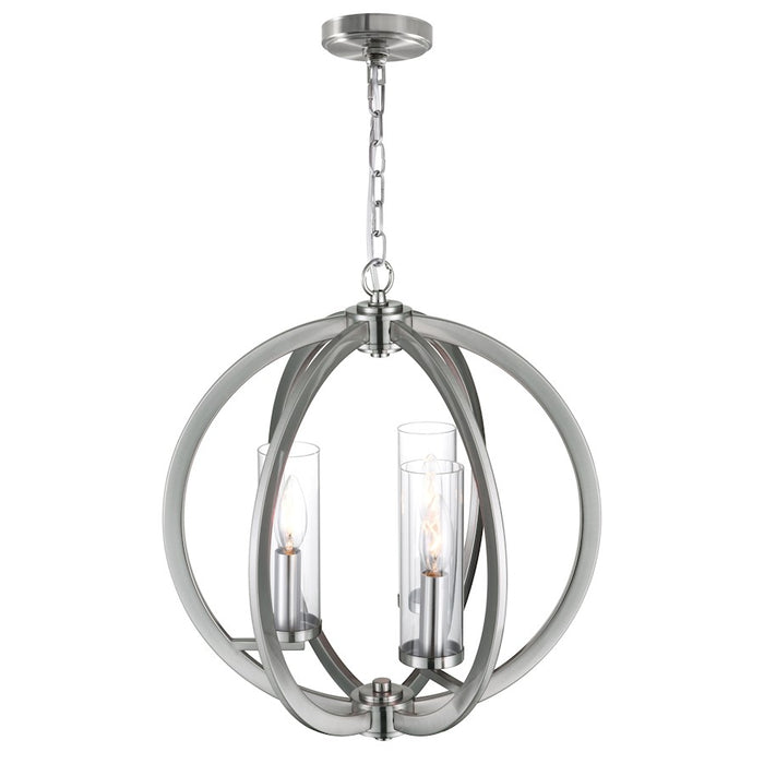 CWI Lighting Elton 3 Light Chandelier, Satin Nickel/Clear