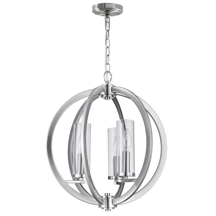 CWI Lighting Elton 3 Light Chandelier, Satin Nickel/Clear