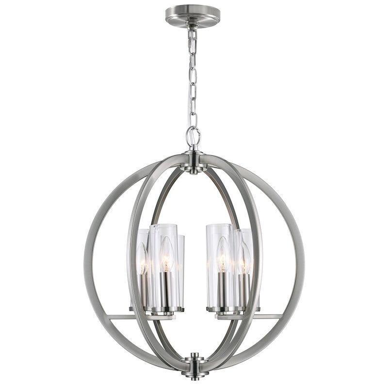CWI Lighting Elton 6 Light Chandelier, Satin Nickel/Clear
