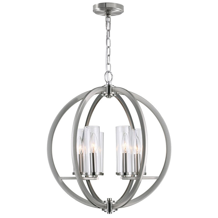 CWI Lighting Elton 6 Light Chandelier, Satin Nickel/Clear - 9951P19-6-606