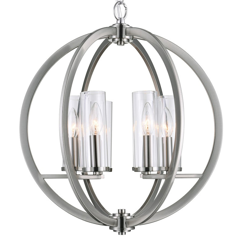 CWI Lighting Elton 6 Light Chandelier, Satin Nickel/Clear
