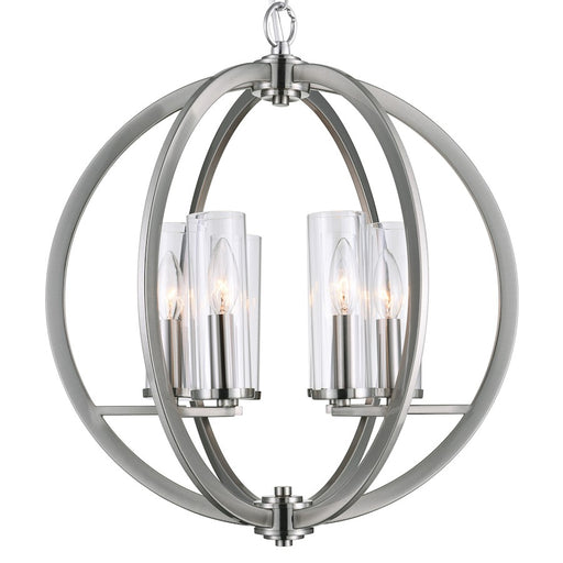 CWI Lighting Elton 6 Light Chandelier, Satin Nickel/Clear