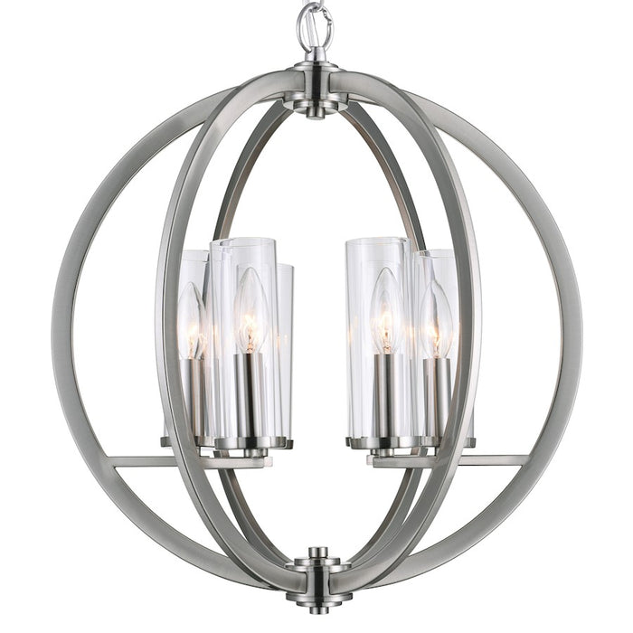 CWI Lighting Elton 6 Light Chandelier, Satin Nickel/Clear