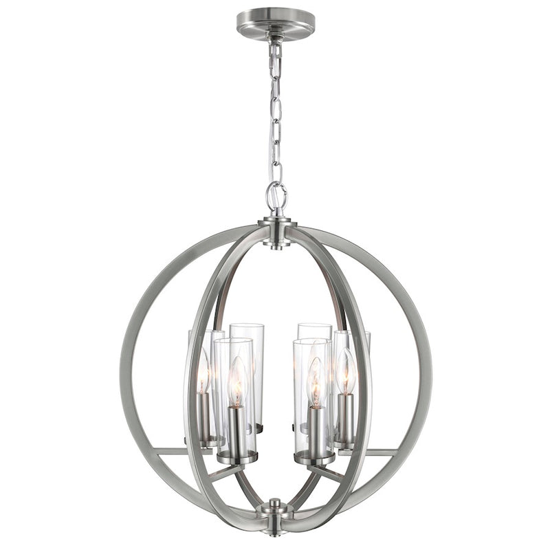 CWI Lighting Elton 6 Light Chandelier, Satin Nickel/Clear