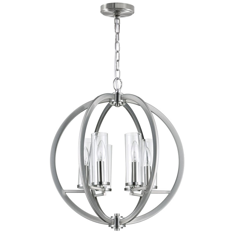 CWI Lighting Elton 6 Light Chandelier, Satin Nickel/Clear