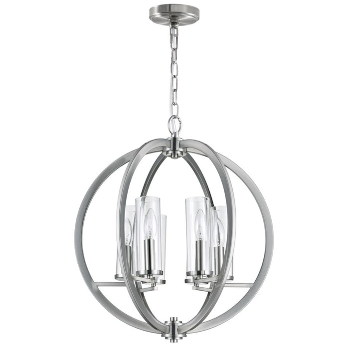 CWI Lighting Elton 6 Light Chandelier, Satin Nickel/Clear