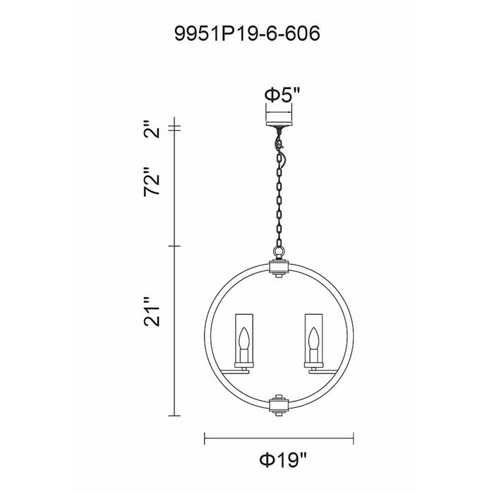 CWI Lighting Elton 6 Light Chandelier, Satin Nickel/Clear