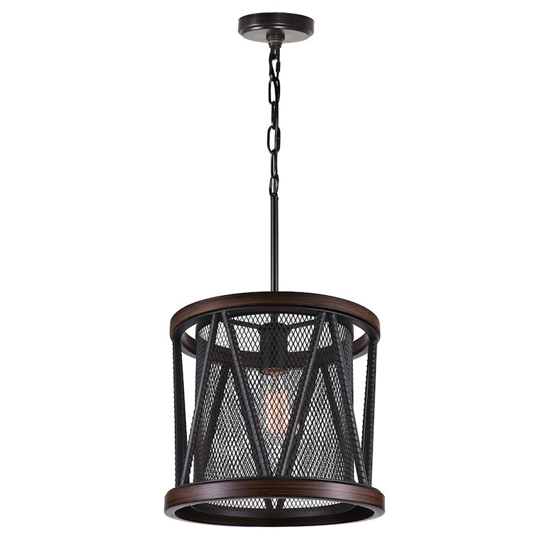 CWI Lighting Parsh 1 Light Drum Shade Mini Chandelier, Pewter