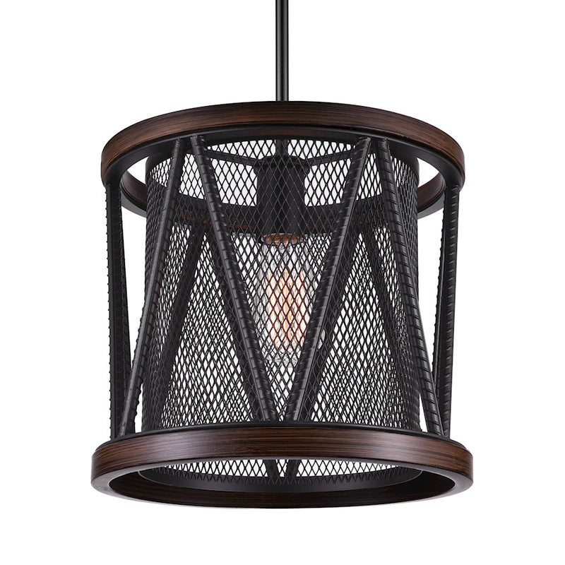 CWI Lighting Parsh 1 Light Drum Shade Mini Chandelier, Pewter