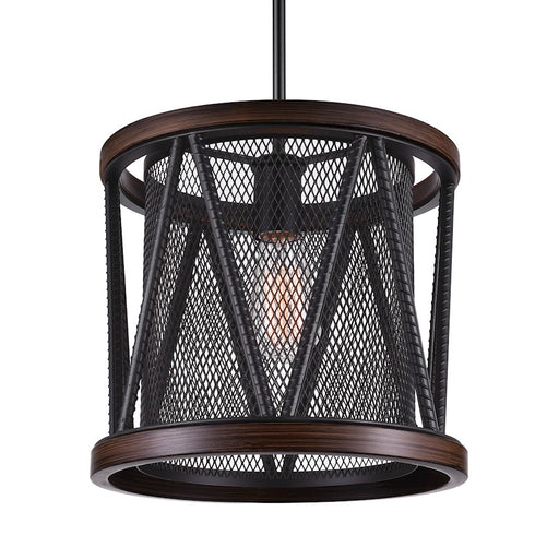 CWI Lighting Parsh 1 Light Drum Shade Mini Chandelier, Pewter