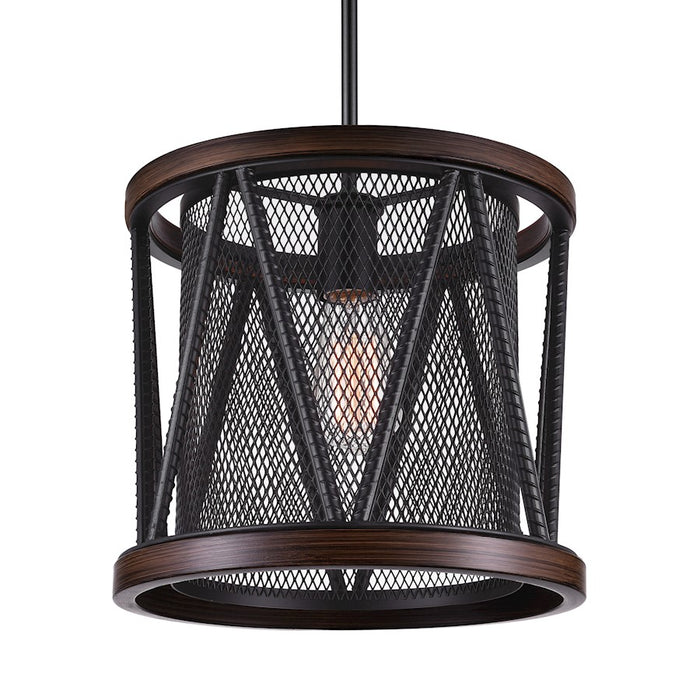 CWI Lighting Parsh 1 Light Drum Shade Mini Chandelier, Pewter