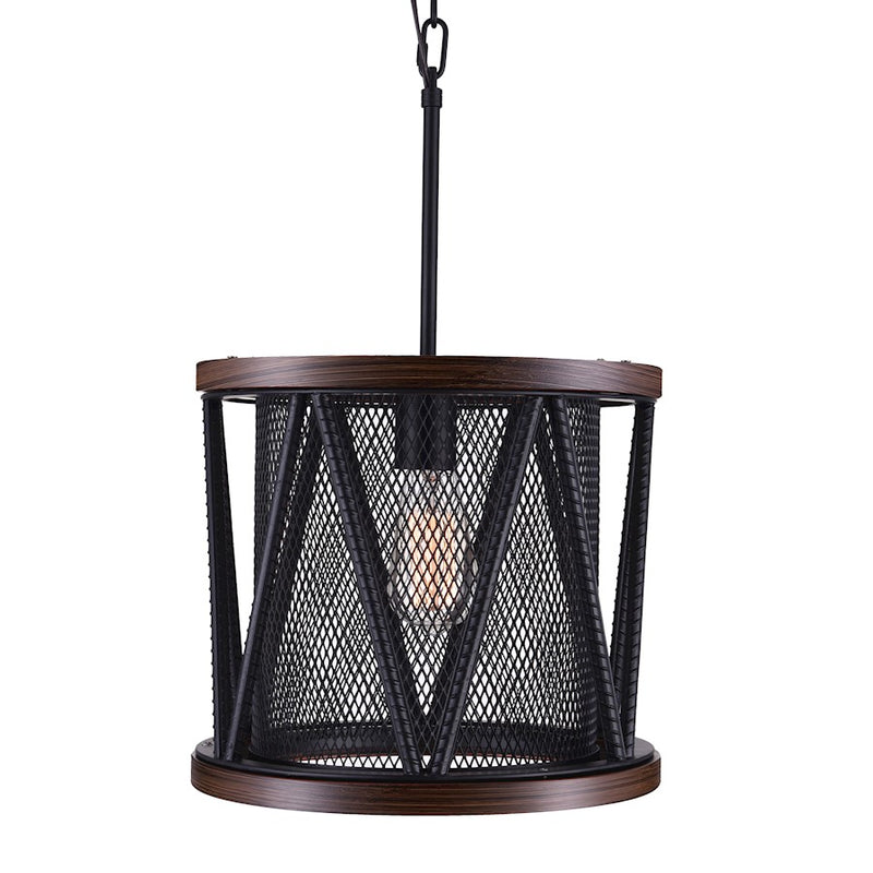 CWI Lighting Parsh 1 Light Drum Shade Mini Chandelier, Pewter