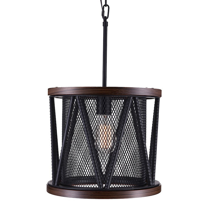 CWI Lighting Parsh 1 Light Drum Shade Mini Chandelier, Pewter