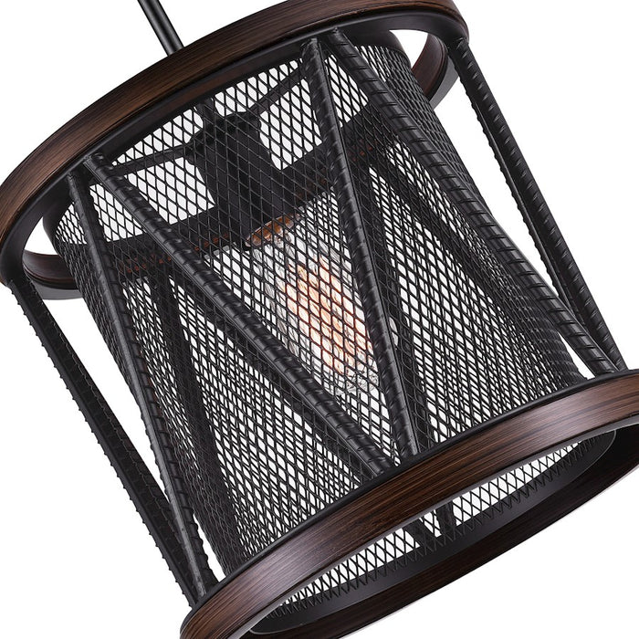 CWI Lighting Parsh 1 Light Drum Shade Mini Chandelier, Pewter