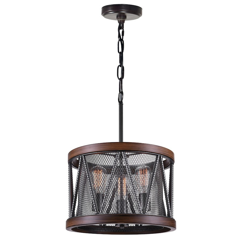 CWI Lighting Parsh 3 Light Drum Shade Chandelier, Pewter