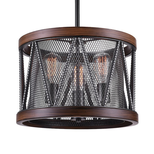 CWI Lighting Parsh 3 Light Drum Shade Chandelier, Pewter