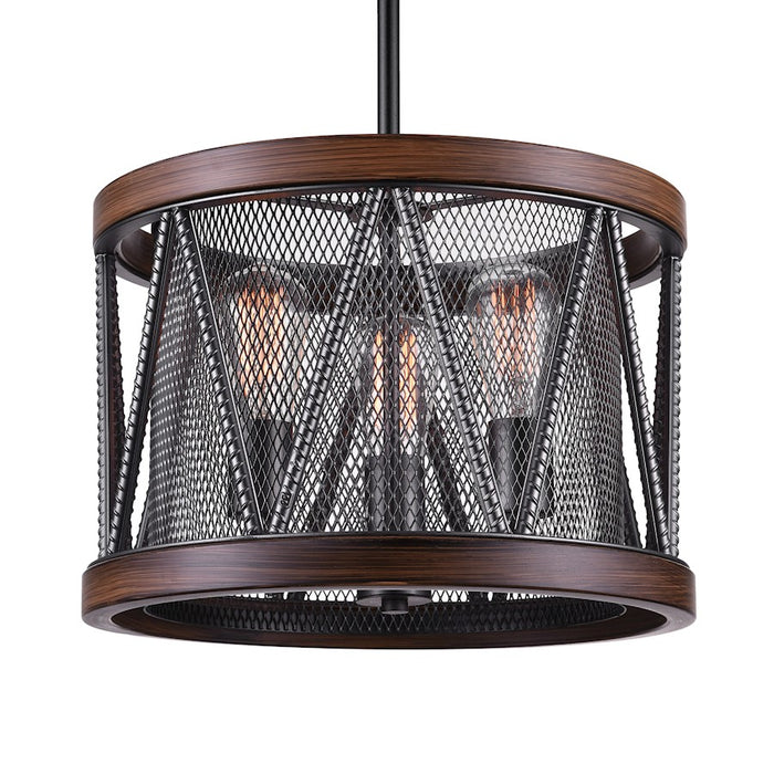 CWI Lighting Parsh 3 Light Drum Shade Chandelier, Pewter
