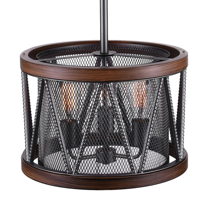 CWI Lighting Parsh 3 Light Drum Shade Chandelier, Pewter