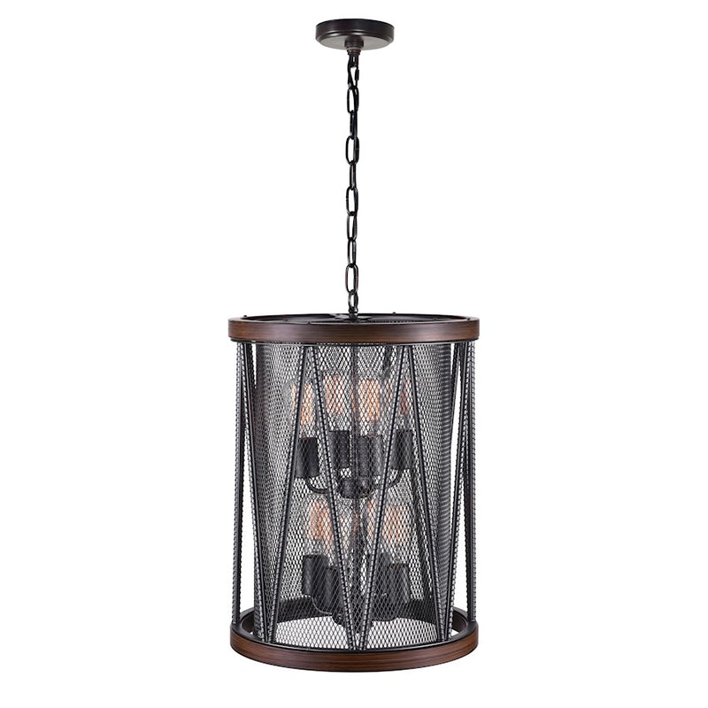 CWI Lighting Parsh 8 Light Drum Shade Chandelier, Pewter