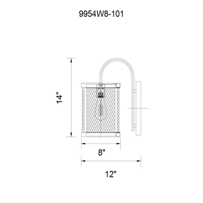 CWI Lighting Parsh 1 Light Wall Light, Pewter