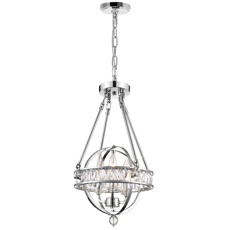 CWI Lighting Arkansas 3 Light Mini Chandelier, Chrome