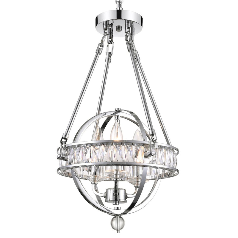 CWI Lighting Arkansas 3 Light Mini Chandelier, Chrome