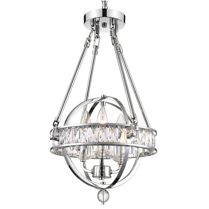 CWI Lighting Arkansas 3 Light Mini Chandelier, Chrome