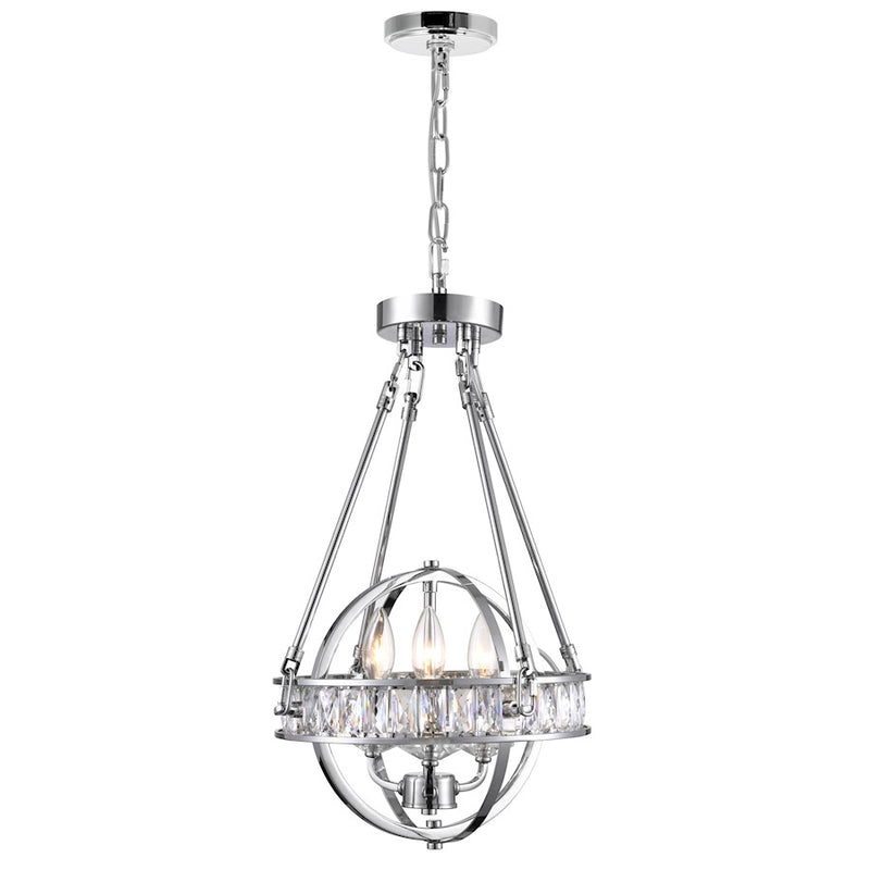 CWI Lighting Arkansas 3 Light Mini Chandelier, Chrome