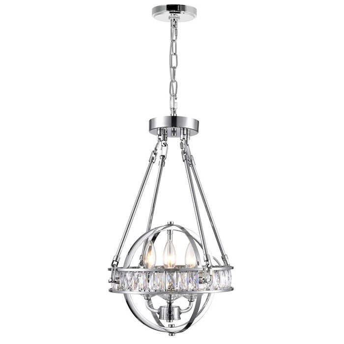 CWI Lighting Arkansas 3 Light Mini Chandelier, Chrome