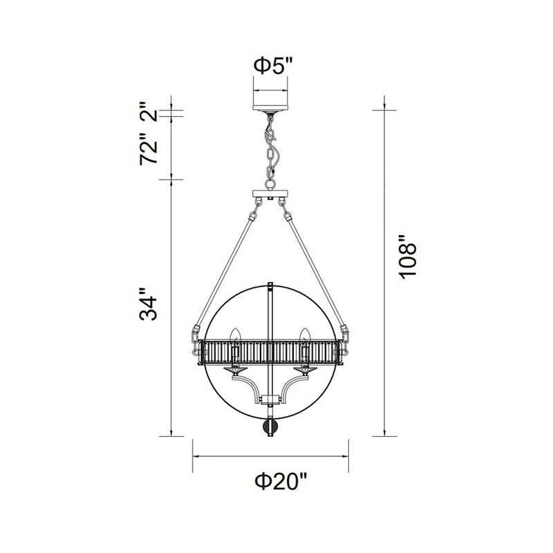 CWI Lighting Arkansas 4 Light Chandelier, Black