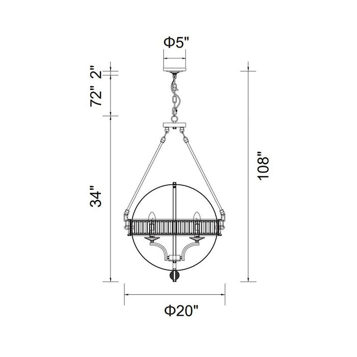 CWI Lighting Arkansas 4 Light Chandelier, Black