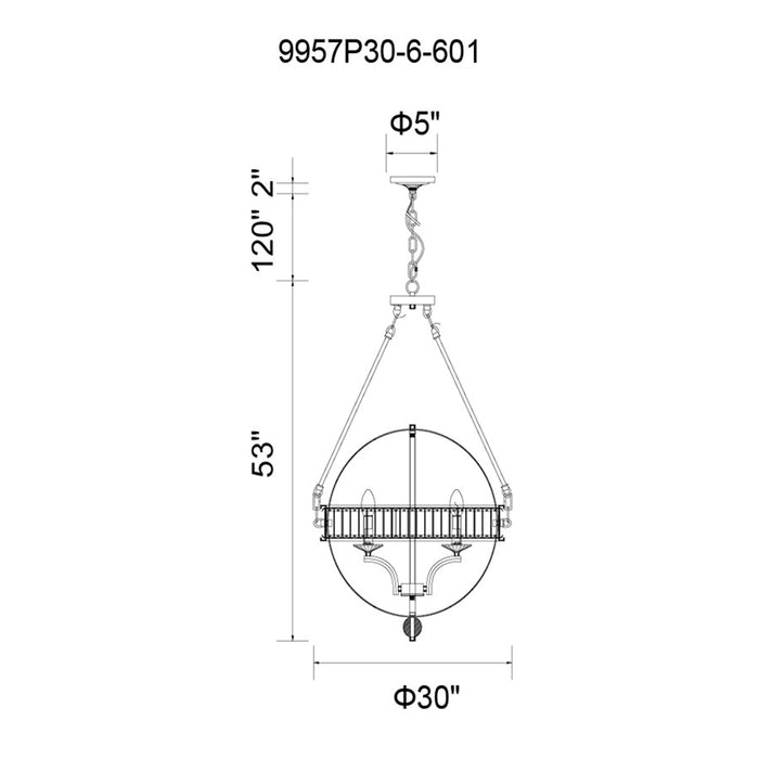 CWI Lighting Arkansas 6 Light Chandelier, Chrome