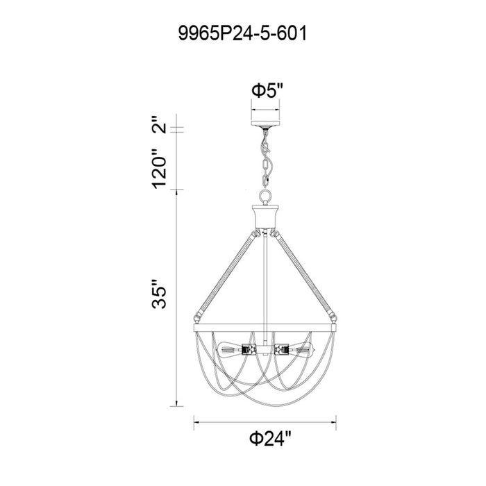 CWI Lighting Parana 5 Light Down Chandelier, Chrome