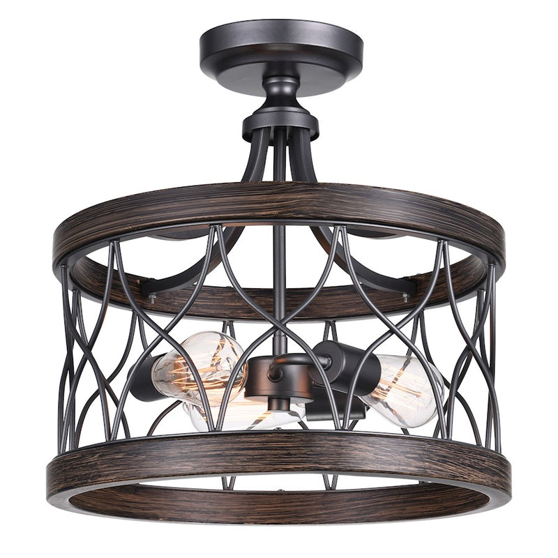 CWI Lighting Amazon 3 Light Cage Semi-Flush Mount, Gun Metal