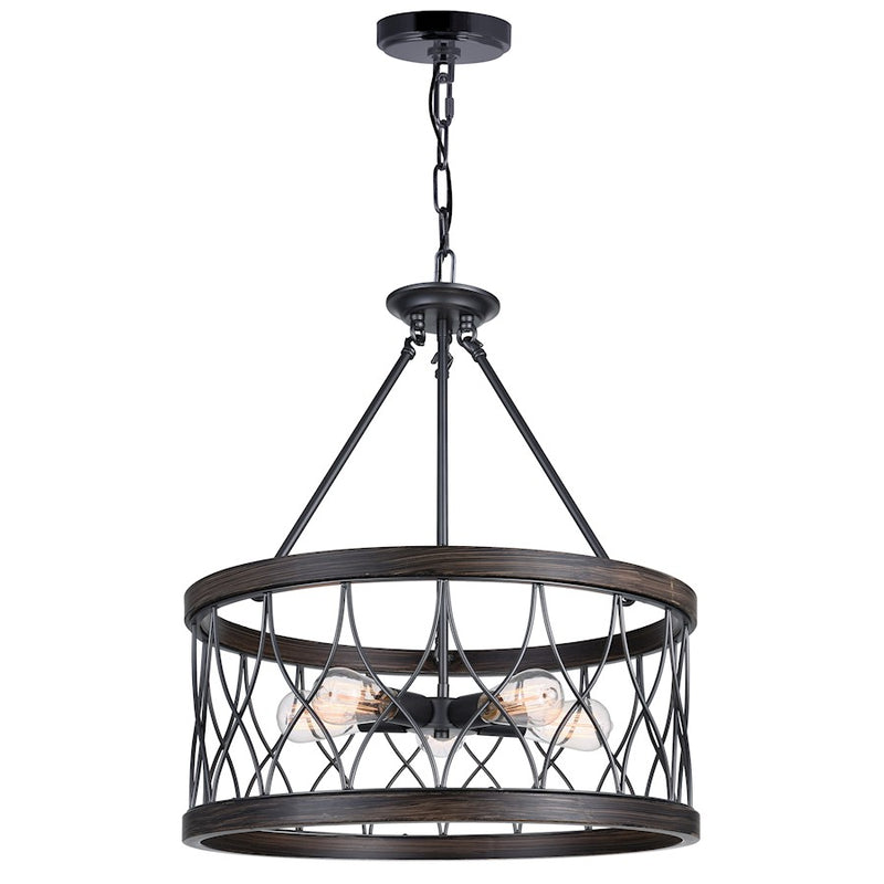 CWI Lighting Amazon 5 Light Drum Shade Chandelier A, Gun Metal