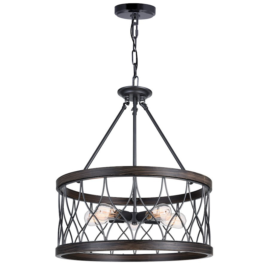 CWI Lighting Amazon 5 Light Drum Shade Chandelier A, Gun Metal - 9966P23-5-242-A